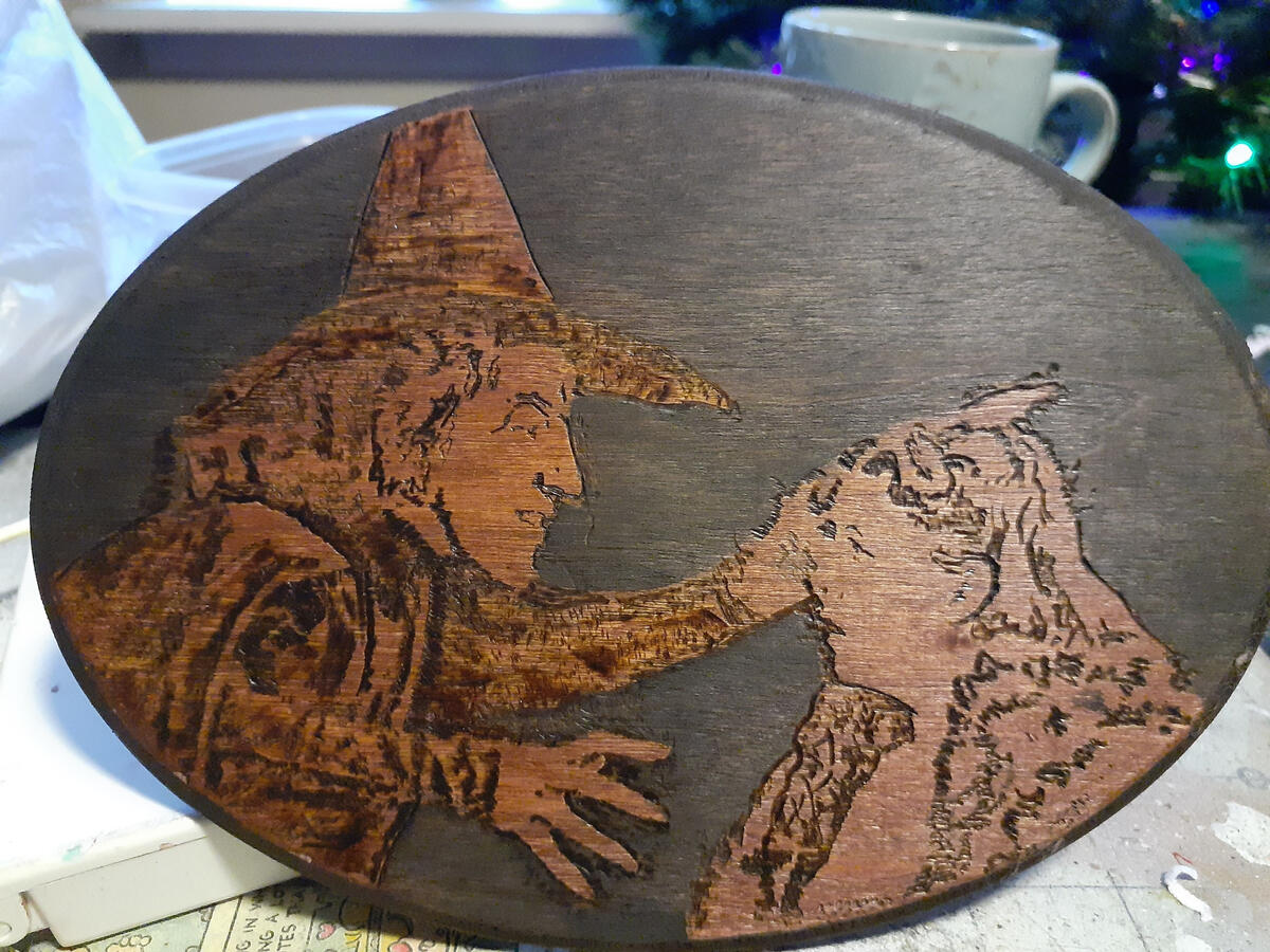 5x7" wood burning with stain